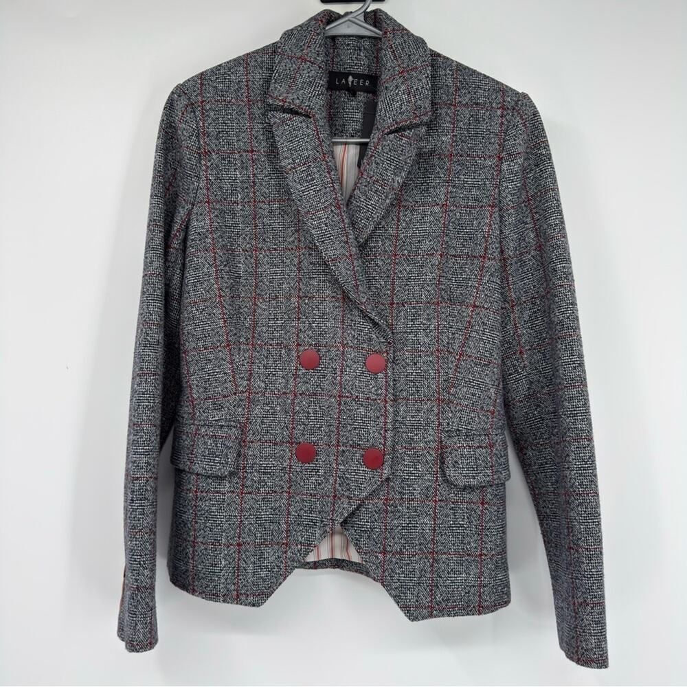 Laveer Kadette Gray and Red Plaid Blazer Size 2